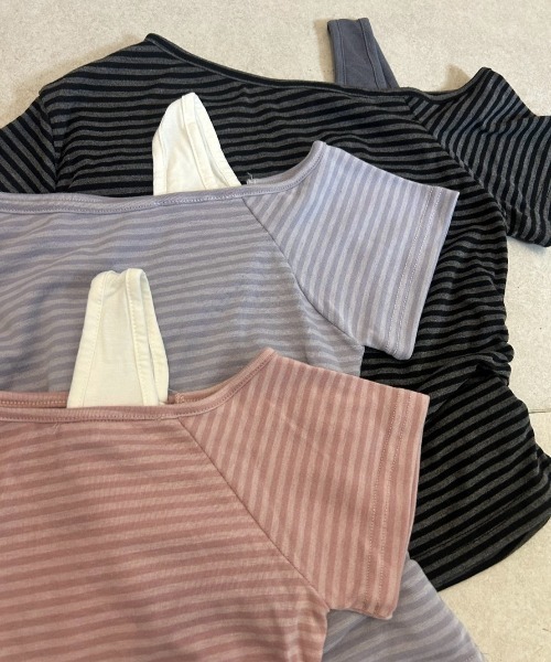 ROOPTOKYO（ループトウキョウ）の「ipugo/イプゴ アシンメトリー ボーダーTシャツ（Tシャツ/カットソー・レディース・ブラック/ピンク/ラベンダー・FREE）」の19枚目の写真