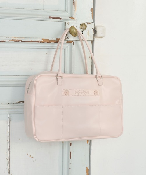 rumnel:（ルムネル）の「合皮ビッグボストンバッグ / Glossy Big Boston Bag（ボストンバッグ・レディース・ピンク/ブラウン・FREE）」の2枚目の写真