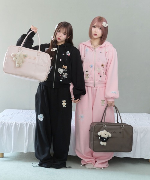 rumnel:（ルムネル）の「合皮ビッグボストンバッグ / Glossy Big Boston Bag（ボストンバッグ・レディース・ピンク/ブラウン・FREE）」の7枚目の写真