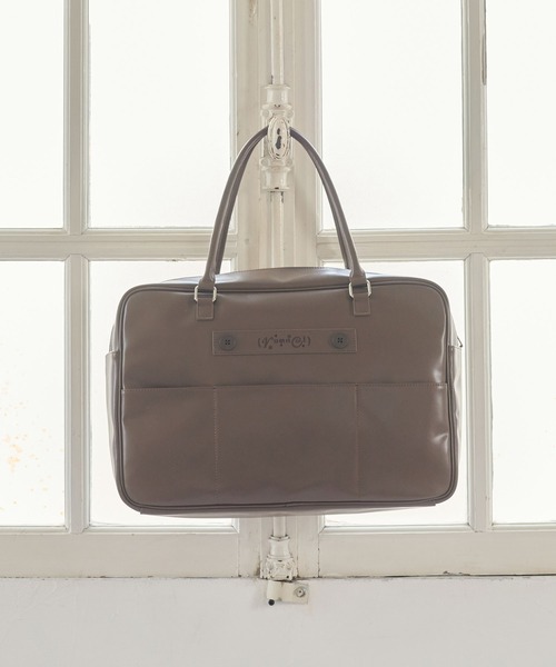 rumnel:（ルムネル）の「合皮ビッグボストンバッグ / Glossy Big Boston Bag（ボストンバッグ・レディース・ピンク/ブラウン・FREE）」の5枚目の写真