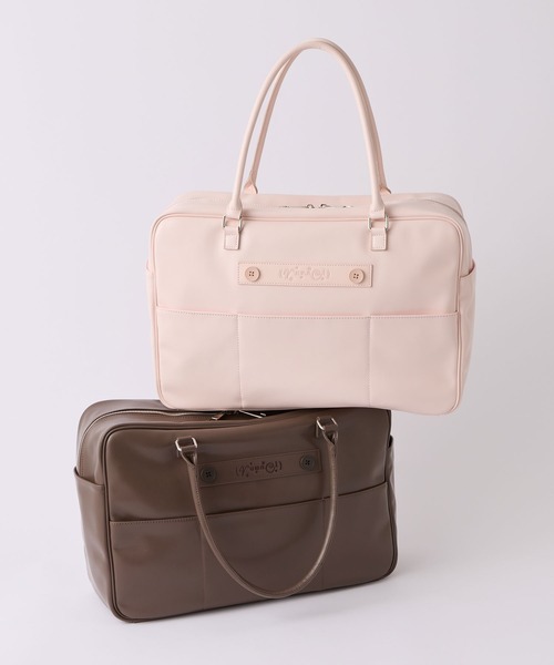 rumnel:（ルムネル）の「合皮ビッグボストンバッグ / Glossy Big Boston Bag（ボストンバッグ・レディース・ピンク/ブラウン・FREE）」の4枚目の写真