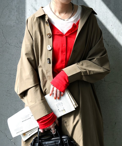 antiqua(アンティカ)の「ドルマン シャツワンピース(シャツワンピース・レディース・ブラック/ベージュ・P/R)」の11枚目の写真