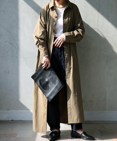 antiqua(アンティカ)の「ドルマン シャツワンピース(シャツワンピース・レディース・ブラック/ベージュ・P/R)」の9枚目の写真