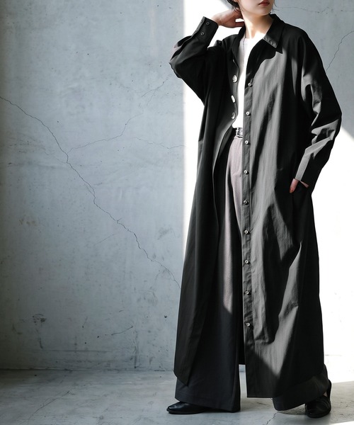 antiqua(アンティカ)の「ドルマン シャツワンピース(シャツワンピース・レディース・ブラック/ベージュ・P/R)」の18枚目の写真