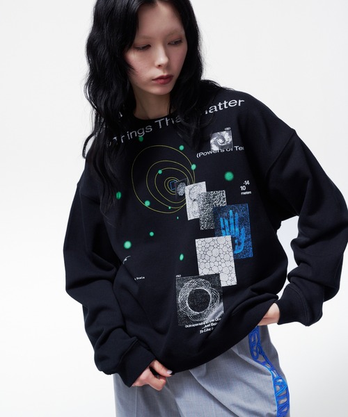 THINGS THAT MATTER(シングス ザット マター)の「MICROCOSMOS GRAPHIC SWEAT / マイクロコスモスグラフィックスウェット(スウェット・レディース・ブラック/サックスブルー/グレー・FREE)」の2枚目の写真