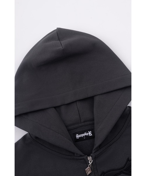 SUPPLIER(サプライヤー)の「ジップフーディ|Fire Bones Leather Patch Zip Hoodie|SUPPLIER(パーカー・メンズ・ダークグレー/ブラック・LARGE/X-LARGE/SMALL/MEDIUM)」の16枚目の写真