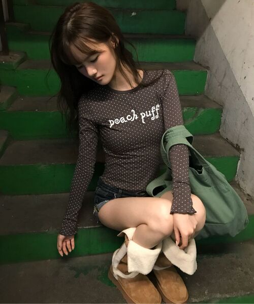 UUUUP(ユープ)の「パピードットTシャツ - ブラウン(Tシャツ/カットソー・レディース・ブラウン・MEDIUM/SMALL)」の6枚目の写真