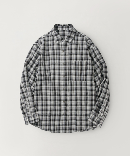 INDUST(インダスト)の「イフェクトチェックシャツ(ホワイト)(シャツ/ブラウス・レディース・ホワイト・1(S)/2(M)/3(L))」の1枚目の写真