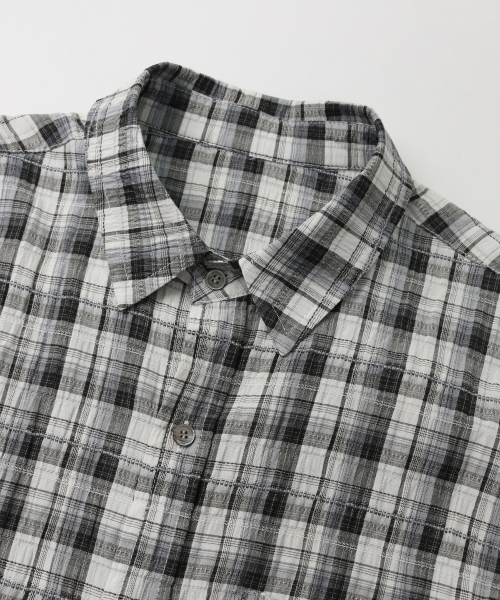 INDUST(インダスト)の「イフェクトチェックシャツ(ホワイト)(シャツ/ブラウス・レディース・ホワイト・1(S)/2(M)/3(L))」の2枚目の写真