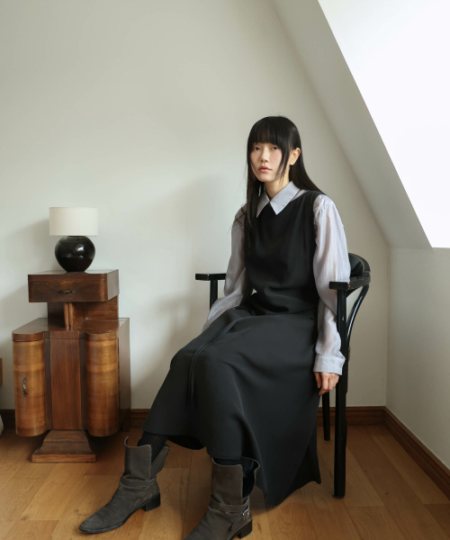 LYNTE(リンテ)の「キュプラダイアゴナルドレス(ブラック)(ワンピース・レディース・その他・FREE)」の1枚目の写真