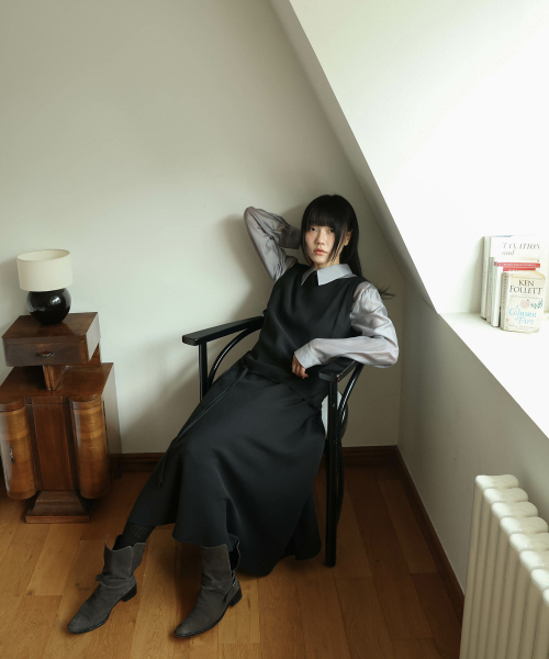 LYNTE(リンテ)の「キュプラダイアゴナルドレス(ブラック)(ワンピース・レディース・その他・FREE)」の3枚目の写真