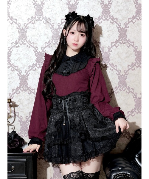 NOEMIE（ノエミー）の「ゴシックヨークレースアップカットソー（Tシャツ/カットソー・レディース・ブラック/ダークグレー/ワインレッド・M）」の3枚目の写真