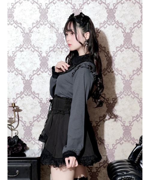 NOEMIE（ノエミー）の「ゴシックヨークレースアップカットソー（Tシャツ/カットソー・レディース・ブラック/ダークグレー/ワインレッド・M）」の5枚目の写真
