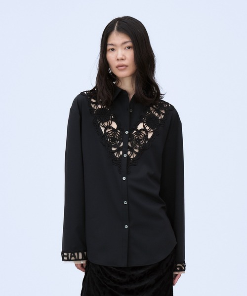 THINGS THAT MATTER(シングス ザット マター)の「MICROCOSMOS LACE SHIRT / マイクロコスモス レース シャツ(シャツ/ブラウス・レディース・ネイビー/ブラック・FREE)」の1枚目の写真