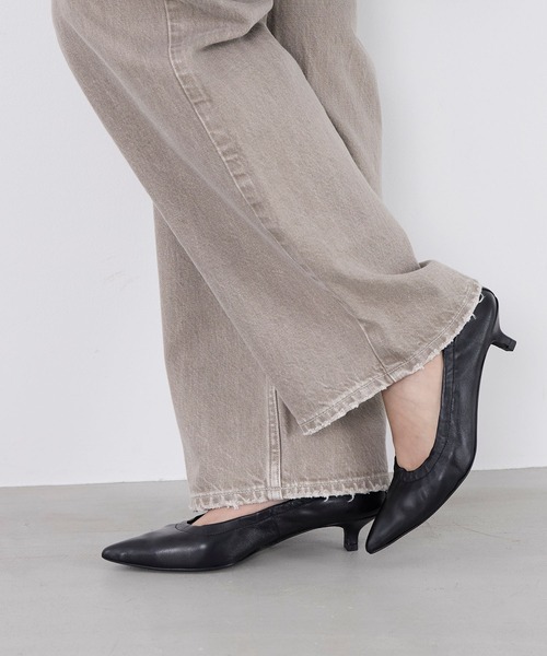 CORSO ROMA,9(コルソローマ)の「【CORSO ROMA,9】ギャザーパンプス-gather pumps(パンプス・レディース・ブラック/ダークブラウン・38/37)」の2枚目の写真