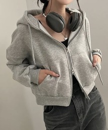 Wジップ ショート丈フーディー
