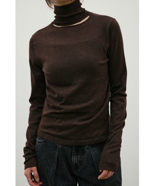 STYLEMIXER(スタイルミキサー)の「ウォッシャブル2WAYハイネックニット(ニット/セーター・レディース・ブラック/レッド/ホワイト/ブラウン/グレー・FREE)」の4枚目の写真