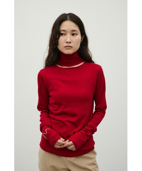 STYLEMIXER(スタイルミキサー)の「ウォッシャブル2WAYハイネックニット(ニット/セーター・レディース・ブラック/レッド/ホワイト/ブラウン/グレー・FREE)」の5枚目の写真