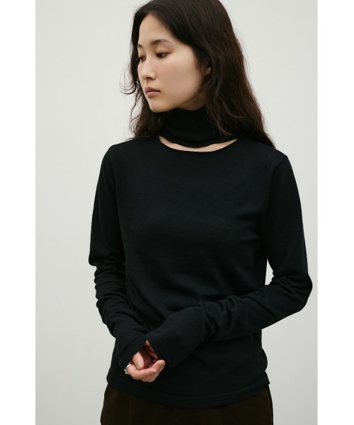 STYLEMIXER(スタイルミキサー)の「ウォッシャブル2WAYハイネックニット(ニット/セーター・レディース・ブラック/レッド/ホワイト/ブラウン/グレー・FREE)」の2枚目の写真