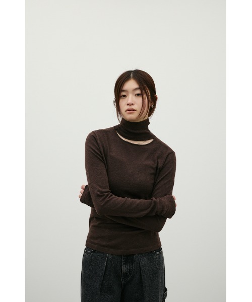 STYLEMIXER(スタイルミキサー)の「ウォッシャブル2WAYハイネックニット(ニット/セーター・レディース・ブラック/レッド/ホワイト/ブラウン/グレー・FREE)」の16枚目の写真