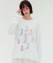 PALETTE SOCKS グラフィックロングスリーブ AJS306 (ホワイト)