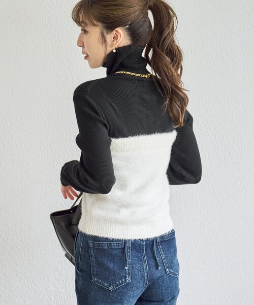La boutique BonBon(ラブティックボンボン)の「ラメフェザービスチェ(ニット/セーター・レディース・ゴールド/オフホワイト・FREE)」の9枚目の写真