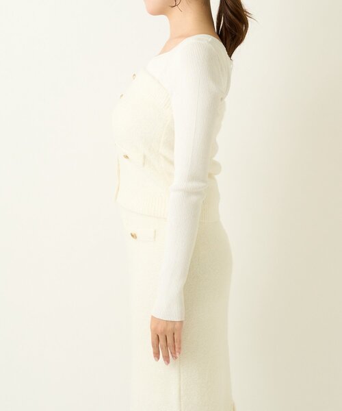 La boutique BonBon(ラブティックボンボン)の「ラメフェザービスチェ(ニット/セーター・レディース・ゴールド/オフホワイト・FREE)」の14枚目の写真