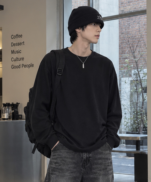 PEID(ペイド)の「PD ベーシック セミクロップド 長袖Tシャツ 3Color(Tシャツ/カットソー・レディース・ブラック/ホワイト/チャコールグレー・LARGE/X-LARGE/XX-LARGE)」の4枚目の写真