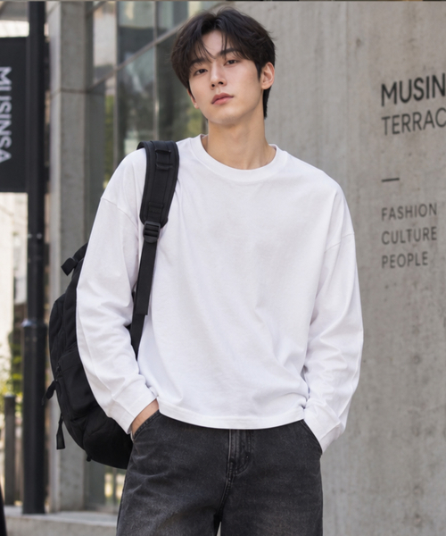 PEID(ペイド)の「PD ベーシック セミクロップド 長袖Tシャツ 3Color(Tシャツ/カットソー・レディース・ブラック/ホワイト/チャコールグレー・LARGE/X-LARGE/XX-LARGE)」の7枚目の写真