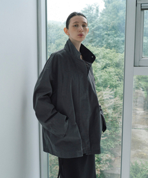 HIGH NECK COTTON FIELD JACKET_CHARCOAL