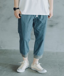 デニムリブクロップドパンツ