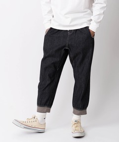 デニムリブクロップドパンツ