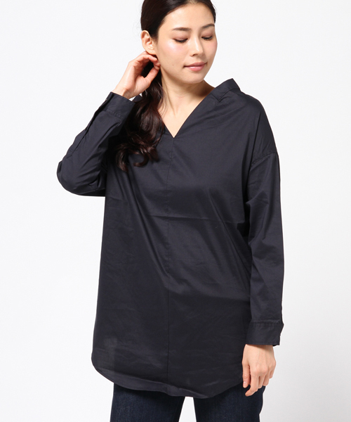 COLONY 2139(コロニートゥーワンスリーナイン)の「ストレッチブロード抜き衿シャツ(シャツ/ブラウス・レディース・ベージュ/ネイビー/ホワイト・FREE)」の3枚目の写真