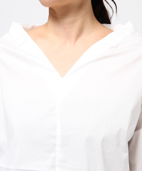 COLONY 2139(コロニートゥーワンスリーナイン)の「ストレッチブロード抜き衿シャツ(シャツ/ブラウス・レディース・ベージュ/ネイビー/ホワイト・FREE)」の7枚目の写真