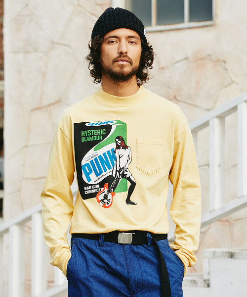 HYSTERIC GLAMOUR（ヒステリックグラマー）の「FOR PUNKS プリント ポケ付モックネックTシャツ（Tシャツ/カットソー・メンズ・ホワイト/イエロー/ブルー・X-SMALL/SMALL/MEDIUM/LARGE）」の3枚目の写真