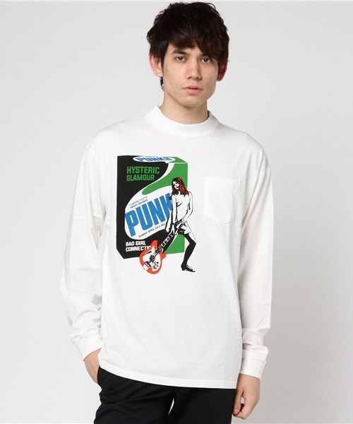 HYSTERIC GLAMOUR（ヒステリックグラマー）の「FOR PUNKS プリント ポケ付モックネックTシャツ（Tシャツ/カットソー・メンズ・ホワイト/イエロー/ブルー・X-SMALL/SMALL/MEDIUM/LARGE）」の14枚目の写真