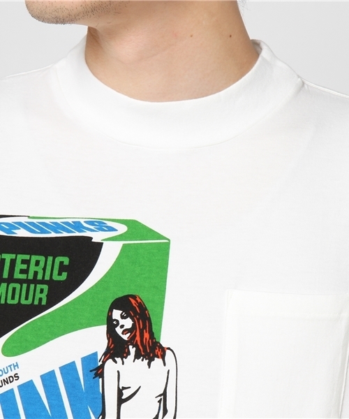 HYSTERIC GLAMOUR（ヒステリックグラマー）の「FOR PUNKS プリント ポケ付モックネックTシャツ（Tシャツ/カットソー・メンズ・ホワイト/イエロー/ブルー・X-SMALL/SMALL/MEDIUM/LARGE）」の5枚目の写真