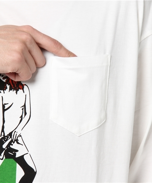 HYSTERIC GLAMOUR（ヒステリックグラマー）の「FOR PUNKS プリント ポケ付モックネックTシャツ（Tシャツ/カットソー・メンズ・ホワイト/イエロー/ブルー・X-SMALL/SMALL/MEDIUM/LARGE）」の10枚目の写真