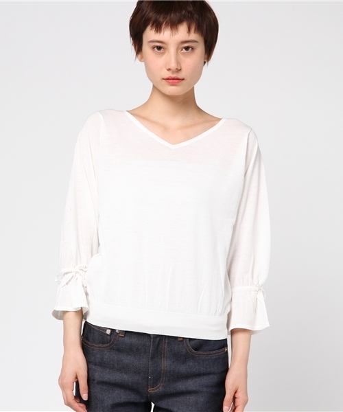 ADAM ET ROPE'（アダムエロペ）の「【一部店舗限定】リストリボンプルオーバー（Tシャツ/カットソー・レディース・ホワイト/ピンク/ブラック/ブルー系その他4・FREE）」の5枚目の写真