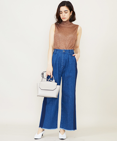 STUDIOUS(ステュディオス)の「【STUDIOUS】サイドラインワイドデニム(デニムパンツ・レディース・サックスブルー/ブルー・1/0)」の3枚目の写真