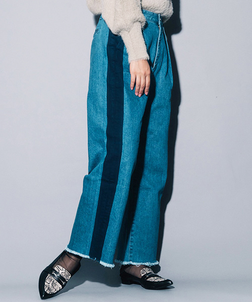 STUDIOUS(ステュディオス)の「【STUDIOUS】サイドラインワイドデニム(デニムパンツ・レディース・サックスブルー/ブルー・1/0)」の4枚目の写真