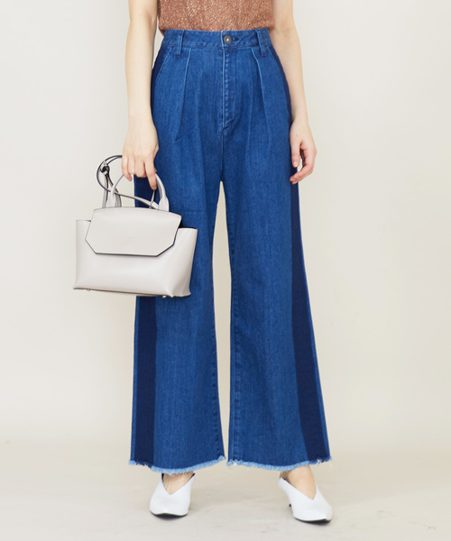 STUDIOUS(ステュディオス)の「【STUDIOUS】サイドラインワイドデニム(デニムパンツ・レディース・サックスブルー/ブルー・1/0)」の5枚目の写真
