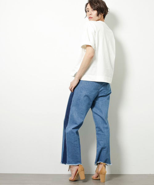 STUDIOUS(ステュディオス)の「【STUDIOUS】サイドラインワイドデニム(デニムパンツ・レディース・サックスブルー/ブルー・1/0)」の6枚目の写真