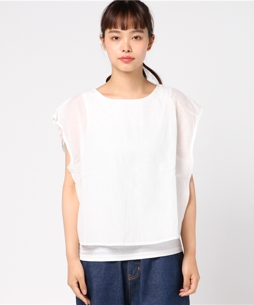 MERLOT（メルロー）の「インナードッキングシアークロップドプルオーバー4619（シャツ/ブラウス・レディース・オフホワイト/ブルー/レッド/モカ/ブラック・FREE）」の19枚目の写真