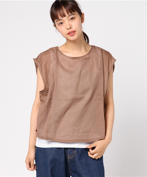 MERLOT（メルロー）の「インナードッキングシアークロップドプルオーバー4619（シャツ/ブラウス・レディース・オフホワイト/ブルー/レッド/モカ/ブラック・FREE）」の7枚目の写真