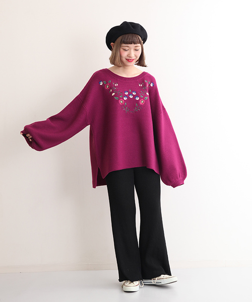MERLOT(メルロー)の「リブニットワイドパンツ1256(その他パンツ・レディース・ブラック/ブラウン/グレー/ワイン・FREE)」の18枚目の写真