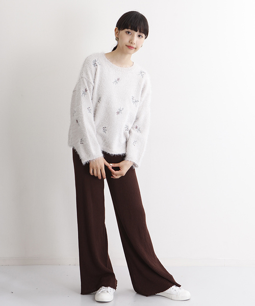 MERLOT(メルロー)の「リブニットワイドパンツ1256(その他パンツ・レディース・ブラック/ブラウン/グレー/ワイン・FREE)」の21枚目の写真