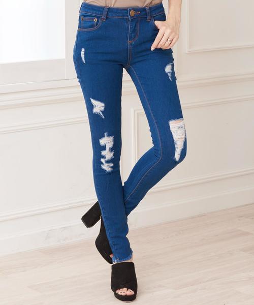 Girly Doll（ガーリードール）の「ストレッチクラッシュデニム（デニムパンツ・レディース・ワンウォッシュ/ホワイト/インディゴブルー/ネイビー/ブラック/ダークインディゴブルー・LL/XXS/M/L/XS/S）」の7枚目の写真