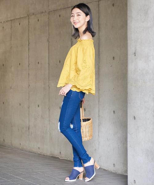 Girly Doll（ガーリードール）の「ストレッチクラッシュデニム（デニムパンツ・レディース・ワンウォッシュ/ホワイト/インディゴブルー/ネイビー/ブラック/ダークインディゴブルー・LL/XXS/M/L/XS/S）」の17枚目の写真