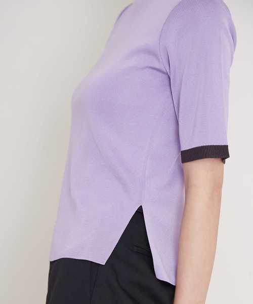 STUDIOUS（ステュディオス）の「【ベッキー × STUDIOUS】PRIVATEハイネックニットT（ニット/セーター・レディース・ネイビー/オフホワイト/ラベンダー・FREE）」の7枚目の写真